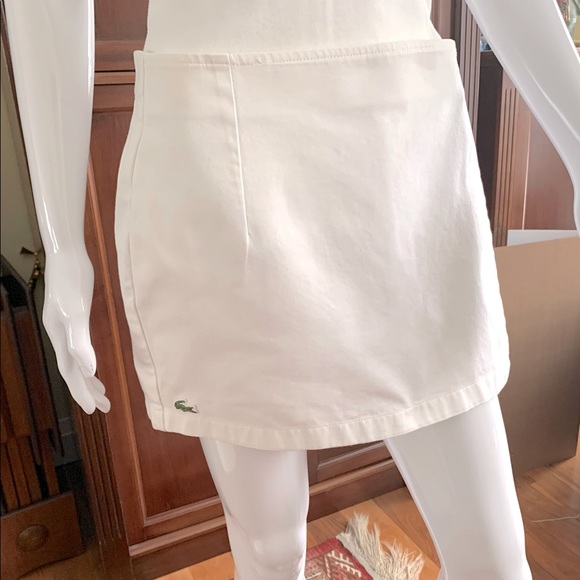 Lacoste 100% white cotton official tennis scort mini short skirt Eur 44 US Large - Picture 6 of 14